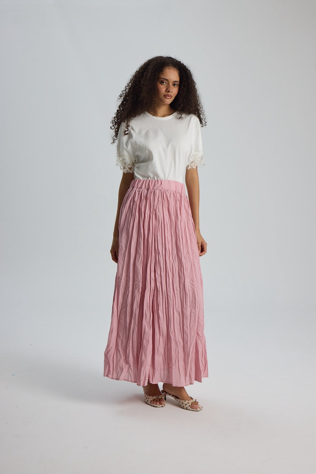 Crush Vual Maxi Etek - Astarlı - 100CM Pembe