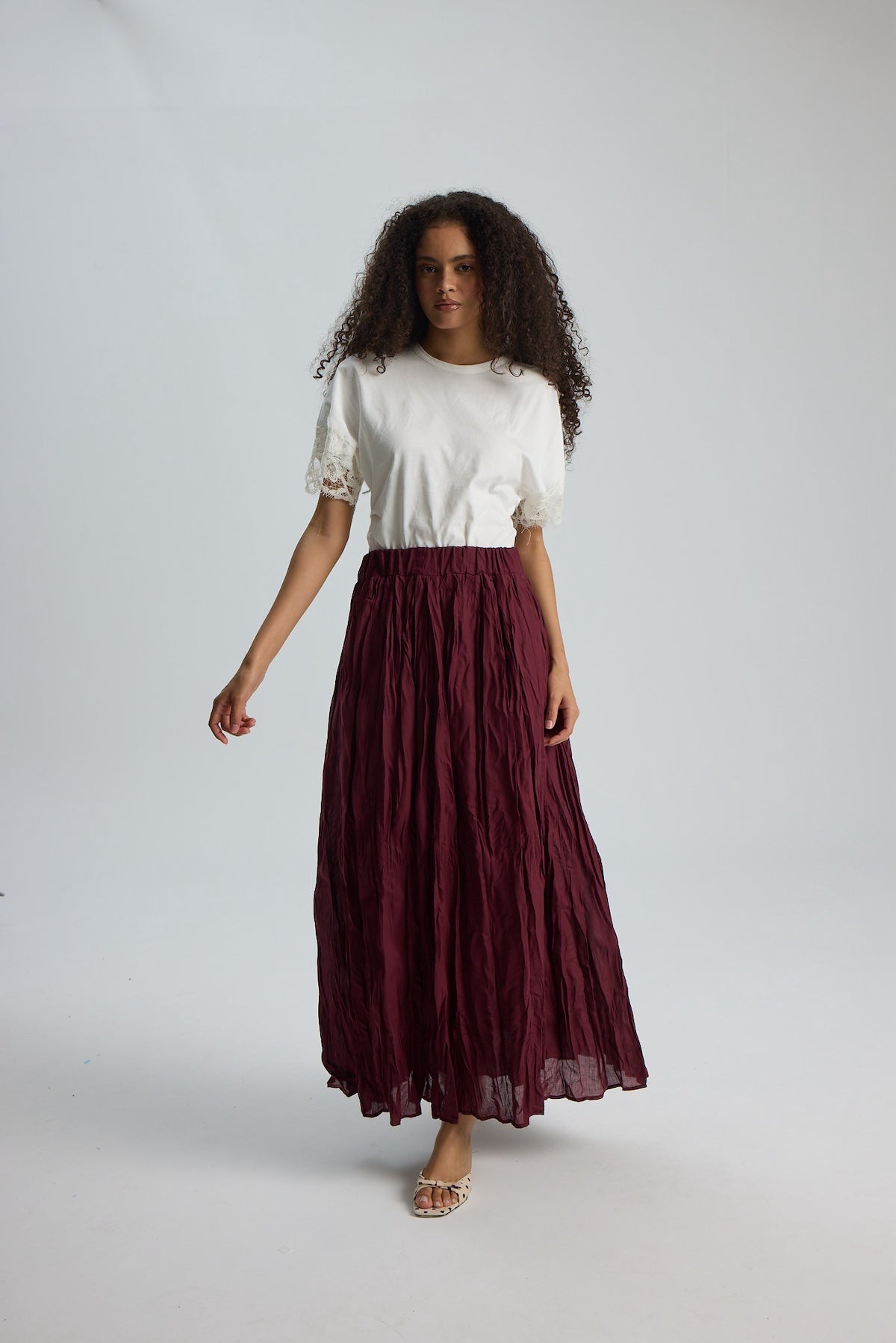 Crush Vual Maxi Etek - Astarlı - 100CM Mürdüm