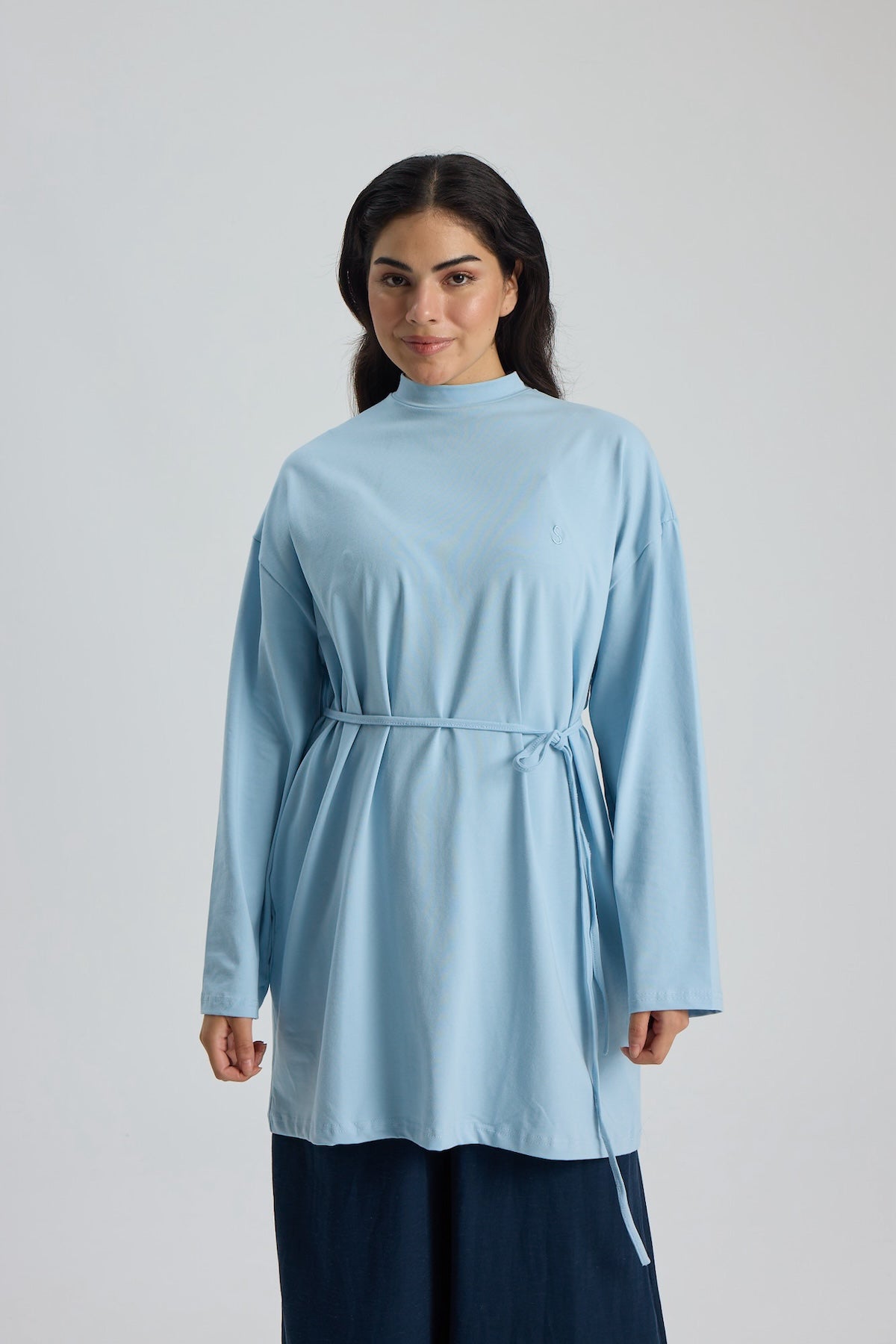 Dik Yaka 85 CM Tunik Bebe Mavi