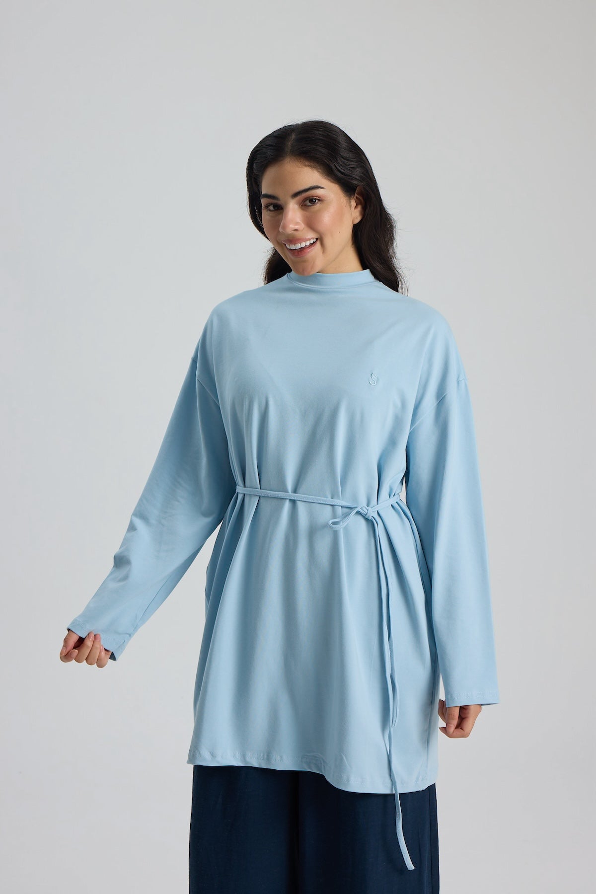 Dik Yaka 85 CM Tunik Bebe Mavi