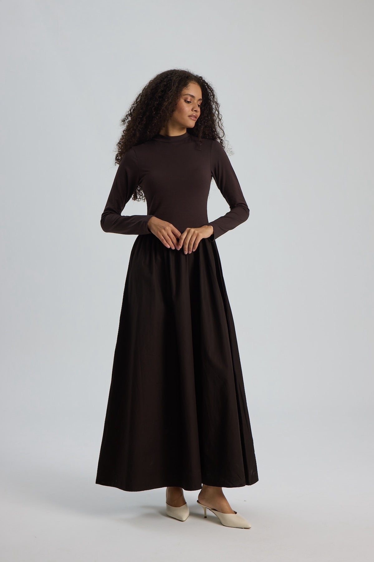 Noir Maxi Elbise Acı Kahve