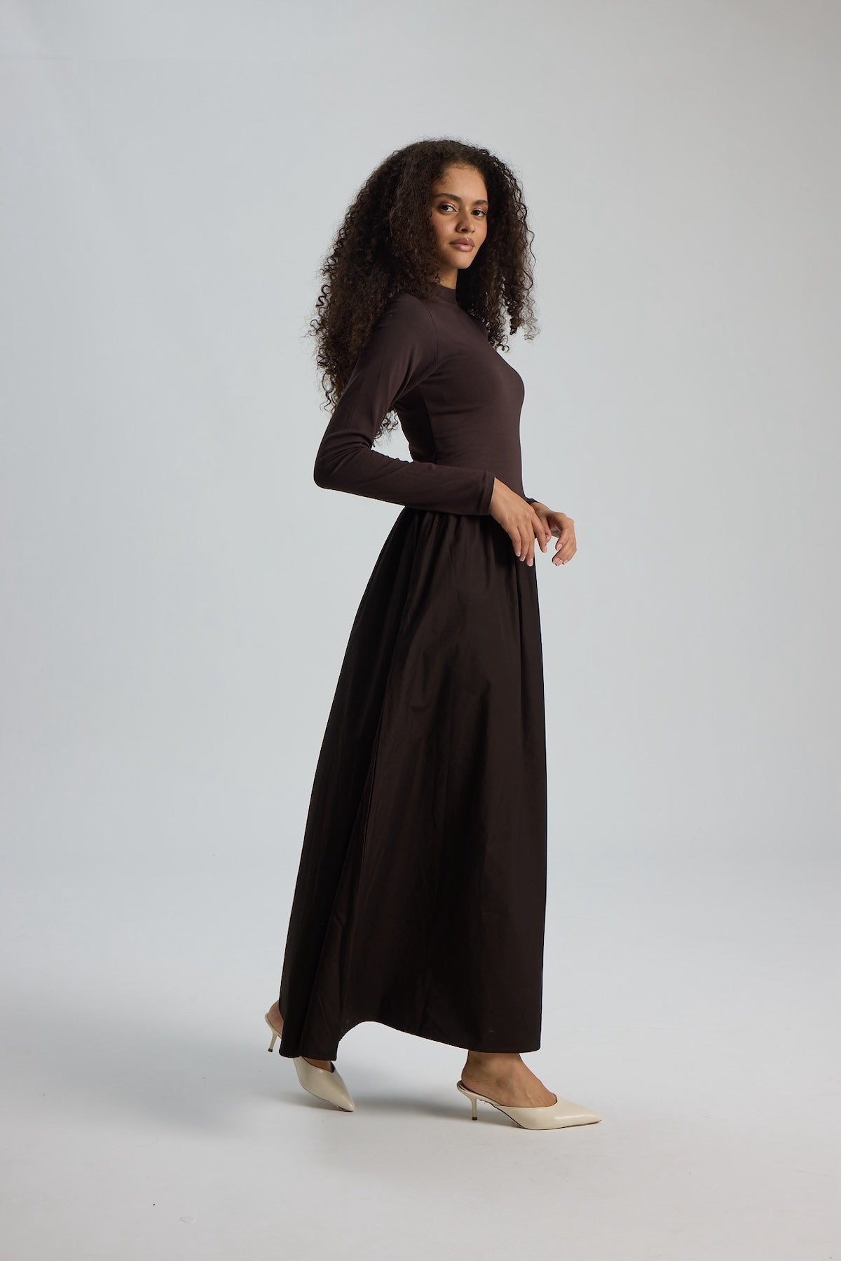 Noir Maxi Elbise Acı Kahve