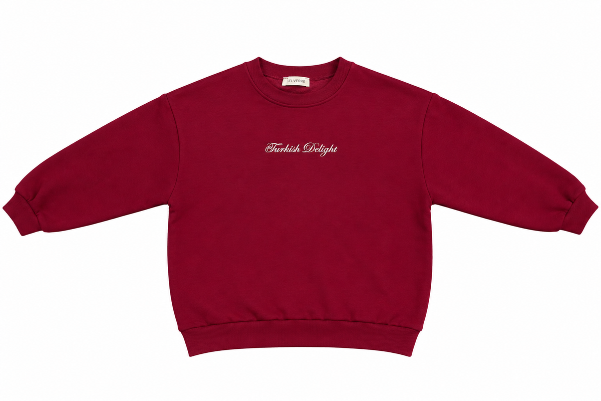 Nakışlı Sweatshirt 3 İplik Şardonlu Turkish Delight