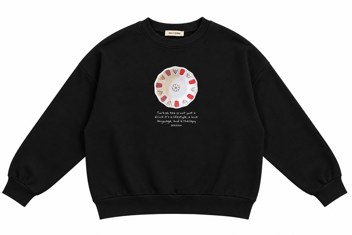 Baskılı Sweatshirt 3 İplik Şardonlu Turkish Tea